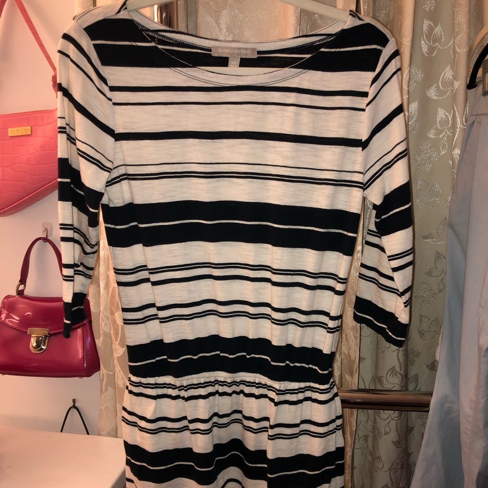 Black and White Striped Banana Republic Dress